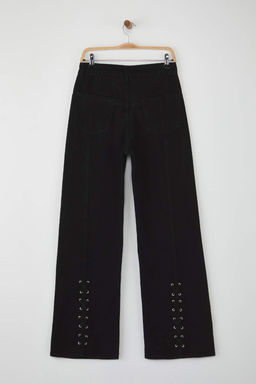 Siyah Yuksek Bel Kusgozu Baglama Detayl? Wide Leg Palazzo Jeans TWOAW26JE00128 - Trendyolmilla фото 6