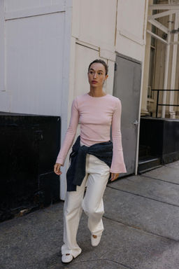 RIB T-SHIRT WITH FLARED SLEEVES