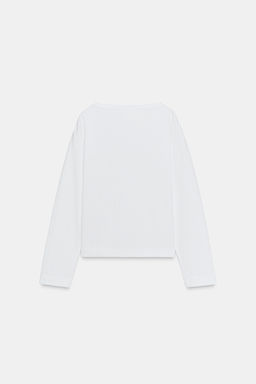 BOAT NECK T-SHIRT WITH LABEL - Zara фото 6