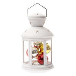 ULD-L1220-010/DTB/RGB WHITE Фонарь со светодиодной гирляндой внутри, на батарейке (не в/к). 10 светодиодов. RGB свет. Режим мигания. Белый корпус. TM Uniel.