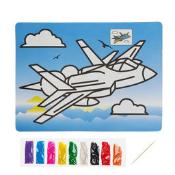 Цена за 3 шт. Фреска с цветным основанием «Истребитель» 9 цветов песка по 2 г