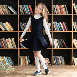 Сарафан детский школьный темно-синий 930 (146, 76)