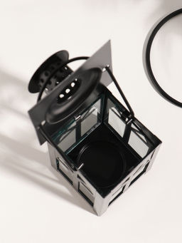 Подсвечник на 1 свечу «Фонарь с подставкой», металл, чёрный, 23.5×10×10 см