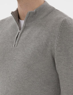 Gri Melanj Slim Fit Fermuarl_ Dik Yaka Kazak - Pierre cardin фото 7