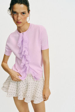 FALDA PANTAL?N VOLANTES LUNARES / Crudo medio - Zara фото 3