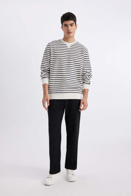 Толстовка в полоску Modern Fit с круглым вырезом - Defacto фото 2