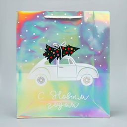 Пакет голографический Спешу к тебе, M 26 30 9 см - Дарите счастье фото 2