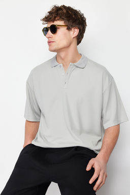Tas Basic Oversize/Genis Kesim Tok Kumas Polo Yaka T-Shirt TMNSS24PO00012 - Trendyolmilla фото 3