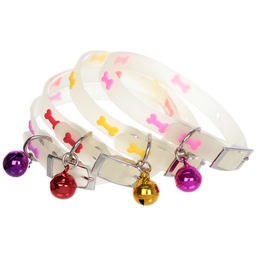 Цена за 6 шт. Ошейник для кошек с колокольчиком 1*30см "Neon-Кость" светящийся Ultramarine