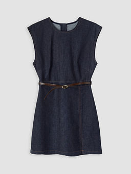 Kemerli Belden Oturtmal? Mini Jean Elbise