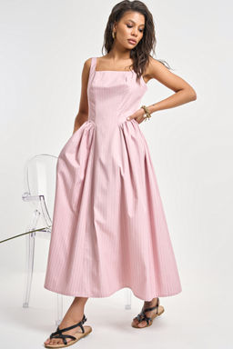 Сарафан хлопковый в полоску голубой - Fly фото 15