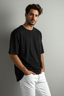 Unisex Siyah Oversize/Geni_ Kesim Basic %100 Pamuklu T-Shirt TMNSS22TS0318