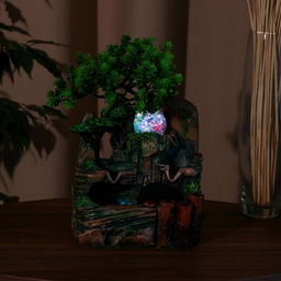 Фонтан настольный «Дерево на камнях, брёвнышки», 14×19×20 см, с подсветкой
