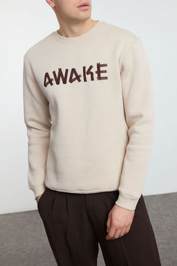 Trendyolmilla Man Tas Oversize/Genis Kesim Ici Polar/S?cak Tutan Yaz? Nak?sl? Sweatshirt TMNAW25SW00061  фото 2