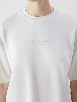 Bisiklet Yaka Bask?l? Oversize Kad?n Ti??rt