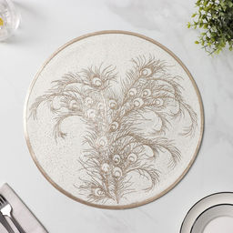 Набор салфеток сервировочных Доляна Павлин, 2 шт, d=38 см, цвет бежевый  фото 4