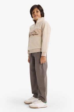 Yar_m Fermuarl_ Bask_l_ Polar Sweatshirt Erkek _ocuk - Defacto фото 2