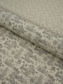 Хлопколен Туаль де Жуи - прованс цв.кофейный (на суровом), ш.1.4м, лен-15%, хл-85%, 125гр/м.кв - Купава фото 2