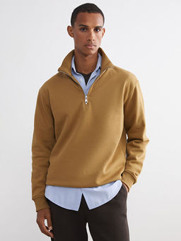 Fermuarl? Dik Yaka Erkek Kal?n Sweatshirt