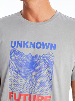 Bisiklet Yaka K?sa Kollu Bask?l? Penye Erkek Ti??rt