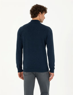 Lacivert Melanj Slim Fit Bal_k__ Yaka Triko Kazak - Pierre cardin фото 5