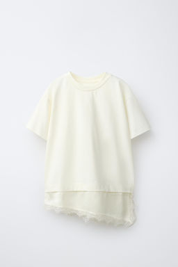 CAMISETA COMBINADA ENCAJE / Amarillo