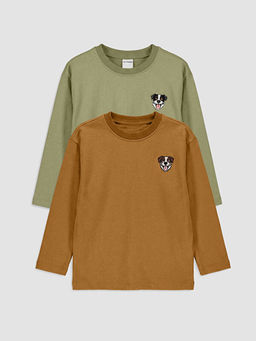 Bisiklet Yaka Nak??l? Erkek ?ocuk Ti??rt 2li