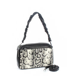 Сумка женская натуральная кожа GU 2033-0011, 3отд, плечевой ремень, черный/серый 257978