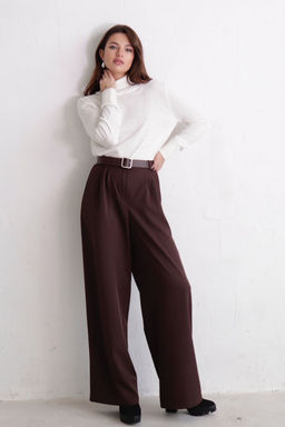 10963 Брюки-палаццо тёмно-коричневые - Martichelli фото 5