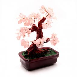 Дерево счастья из натуральных камней Розовый кварц 19см-14см NS108