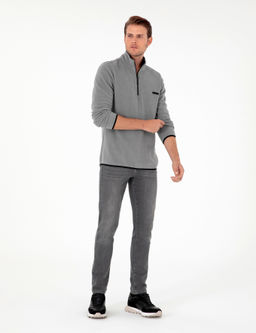 Gri Regular Fit Yar_m Fermuarl_ Polar Sweatshirt - Pierre cardin фото 4