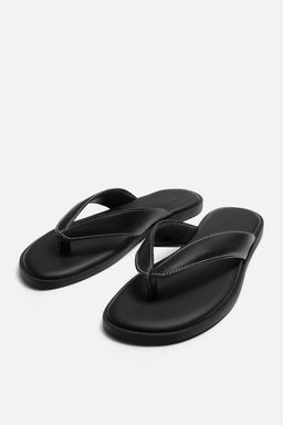 LEATHER SANDALS WITH TOPSTITCHING - Zara фото 6