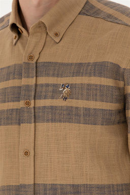Мужская рубашка светло-хаки с длинным рукавом - U.s. polo assn фото 14