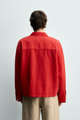 CAMISA POLO RELAXED FIT ESTRUCTURA / Rojo - Zara фото 3