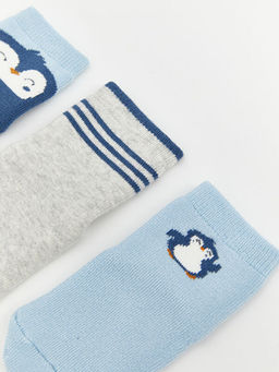 Bask?l? Erkek Bebek Soket ?orap 3l? - Waikiki фото 2