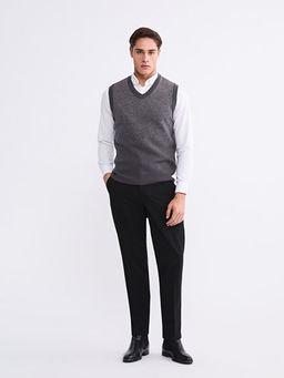 Standart Kal?p V Yaka Erkek Triko S?veter