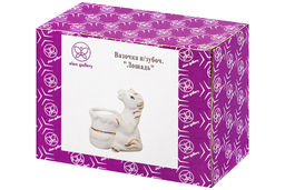 Вазочка для зубочисток 6*4*7 см Лошадь белая с золотом, фарфор - Elan gallery фото 6