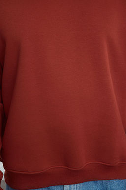 TRENDYOL MAN Buyuk Beden Ekru Oversize/Genis Kesim Ici Polarl? Basic Rahat Pamuklu Sweatshirt TMNAW25AO00027 - Trendyolmilla фото 4