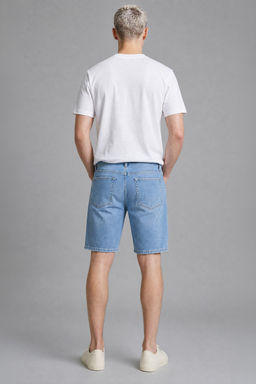 Regular Fit Pamuklu Jean Bermuda _ort - Defacto фото 3