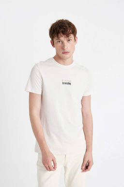 Облегающая футболка с коротким рукавом и круглым вырезом с принтом