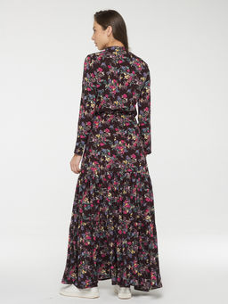 Платье женское 211-3634. Ш74 т.сливовый цветы