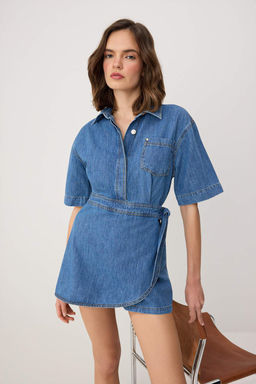 Mavi Gomlek Yaka Denim Tulum TWOSS26TU00017 - Trendyolmilla фото 2
