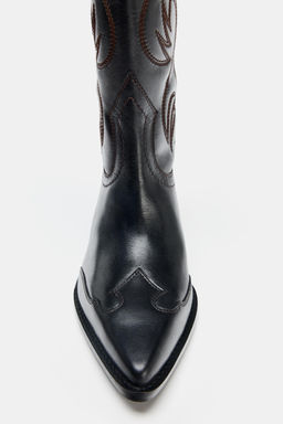 EMBROIDERED LEATHER COWBOY BOOTS