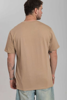 Футболка из кулирки с декоративной отстрочкой и принтом М125059Пе бежевый - Елена фото 3