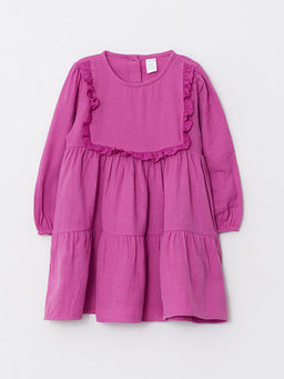 Bisiklet Yaka Uzun Kollu Basic K?z Bebek Elbise