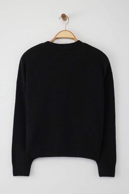 Wardrobe Essentials Siyah Alpaka Yun Kar?s?ml? Premium Iplik Genis Kal?p Triko Kazak |TWOAW26KZ00080