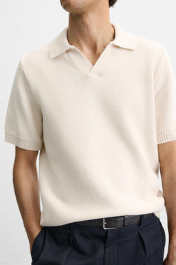 TEXTURED KNIT POLO SHIRT - Zara фото 7