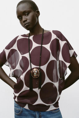 SHEER POLKA DOT TOP - Zara фото 2