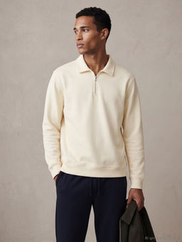 Fermuarl? Polo Yaka Erkek Sweatshirt