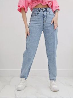 Джинсы мом с высокой посадкой зауженные